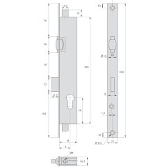 Serrure 3 points pêne dormant/à rouleau SYS TI C/45 T24 - STREMLER - 2274.45.TI24