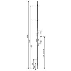 Serrure à larder Europa 40/70 3 galets têtière 18mm Longueur 2500mm - FERCO - 6-33168-03-0-1